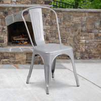 Flash Furniture CH-31230-SIL-GG Silver Metal Indoor-Outdoor Stackable Chair